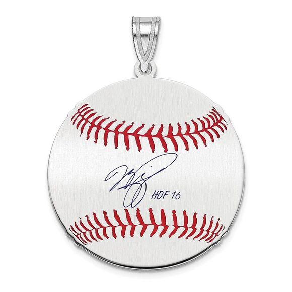 Sterling Silver Mike Piazza Signature MD Enamel Baseball Pendant